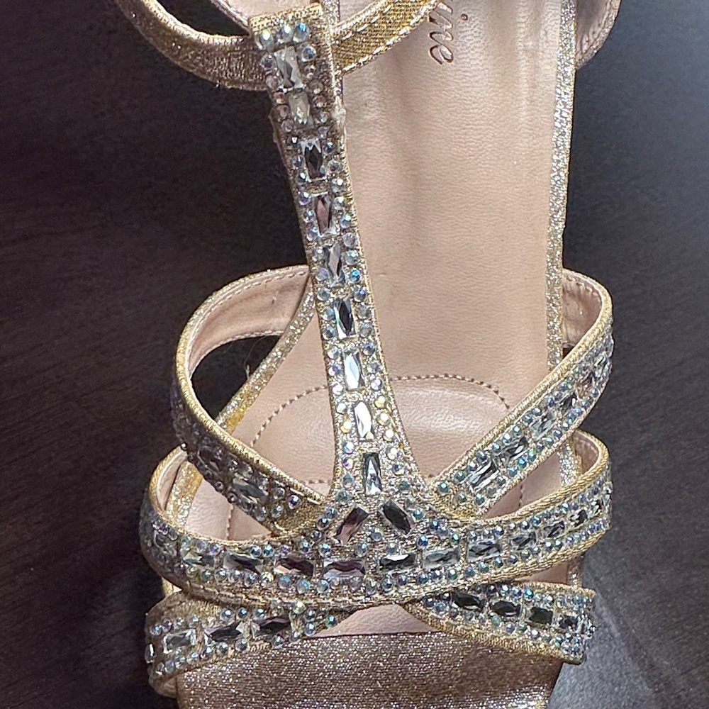 Lorraine Gold and Silver Strappy Heels - Picture 2 of 7